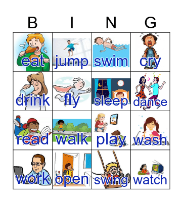 Verbs 1 Bingo Card