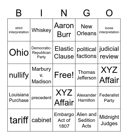 The New Nation Bingo Card