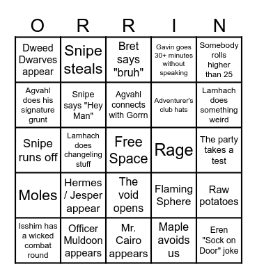 Delinquents Bingo Card