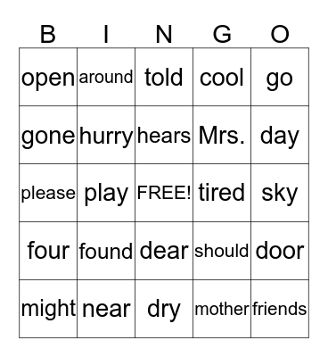 Untitled Bingo Card