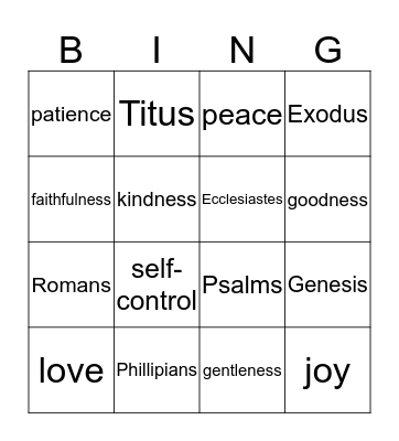 fruit of the spirit Bingo Card