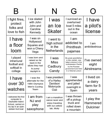 James Island Fun "Facts" Bingo Card