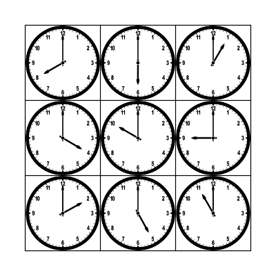 What Time Is It? Bingo Card