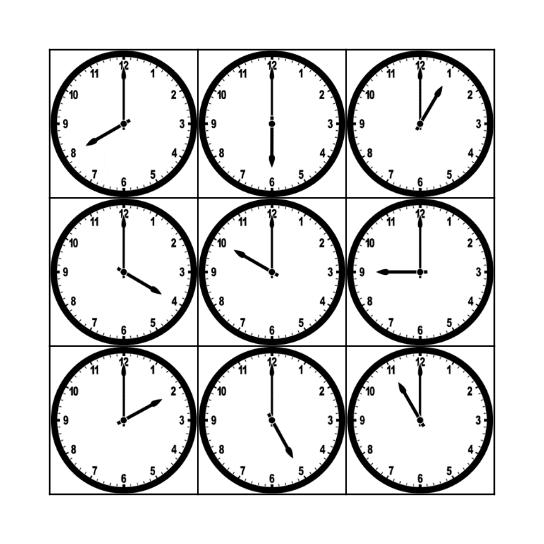 What Time Is It? Bingo Card