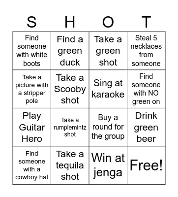 St. Patrick's Pub Crawl BINGO Card
