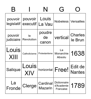 Absolutisme Bingo Card