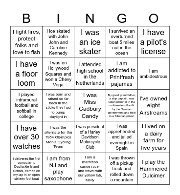 James Island Fun "Facts" Bingo Card