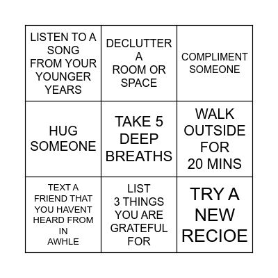 WELLNESS BINGO... Bingo Card