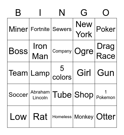 Infinite Craft Bingo Card