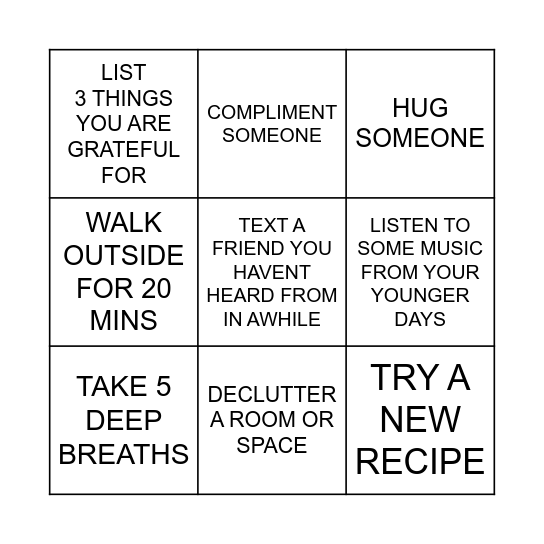 WELLNESS BINGO... Bingo Card