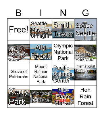 Places Around Seattle I Can Visit Bingo Card