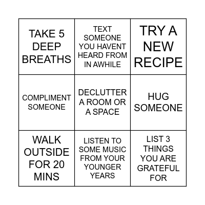 WELLNESS BINGO... Bingo Card