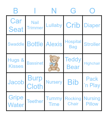 Baby Shower Bingo! Bingo Card