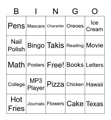 Random Words Bingo Card