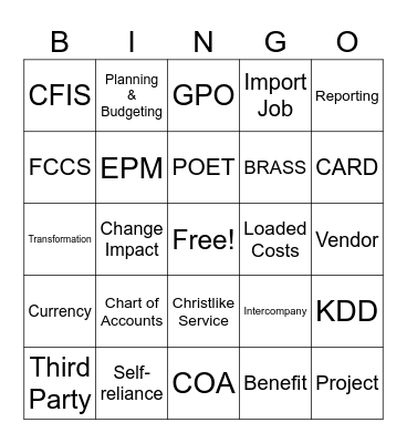 Elevate Bingo Card