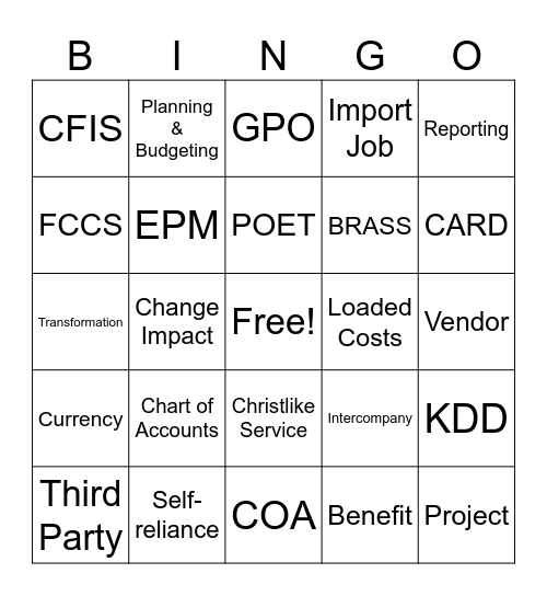 Elevate Bingo Card