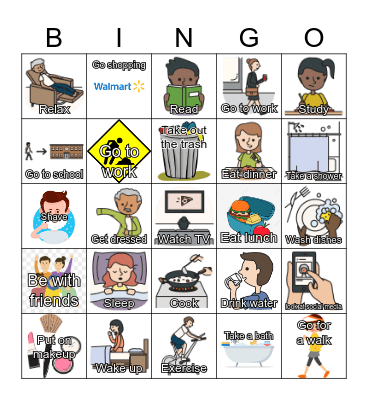ESL - Daily Routines - from ESL Library Bingo Card