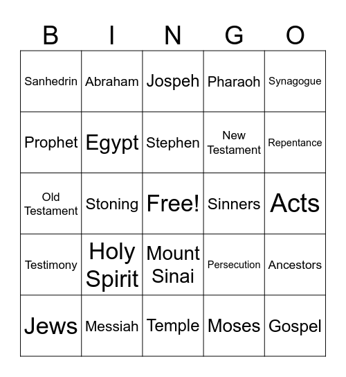 Jesus Bingo Card