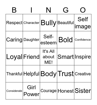 It's All about ME! Bingo Card