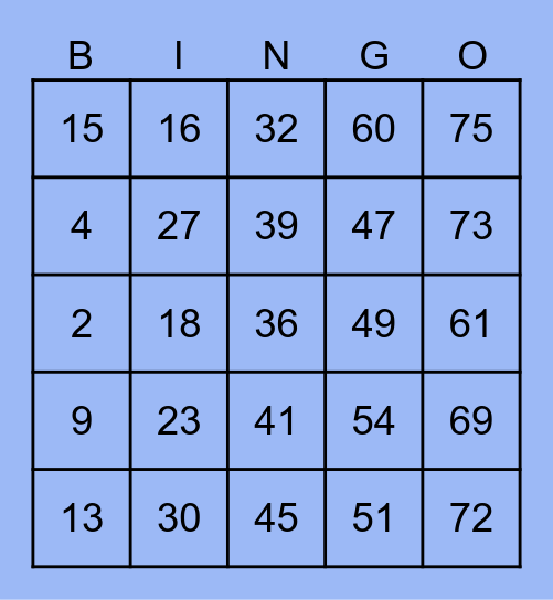 SFW Regular Bingo - Ravenclaw Bingo Card