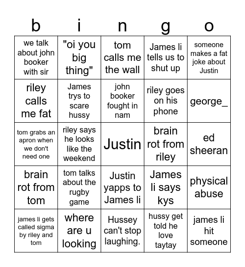 art bingo Card