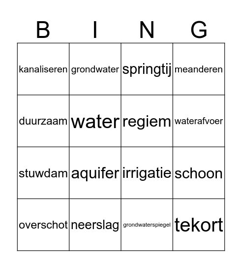 Water Bingo Card