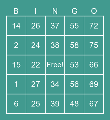 DA BINGO CARD 1 Bingo Card