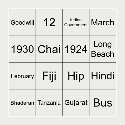 DADA's 100 BINGO Card