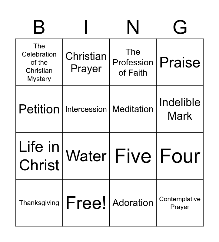 Understanding the Catechism Bingo Card