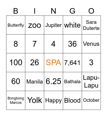 Shout "bingo" when you get 5 marks in a row Bingo Card