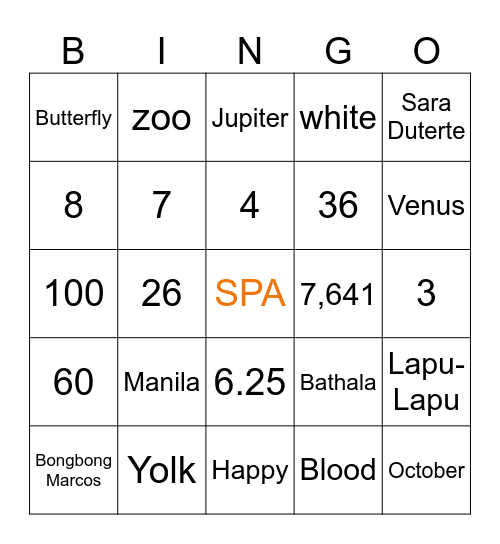 Shout "bingo" when you get 5 marks in a row Bingo Card