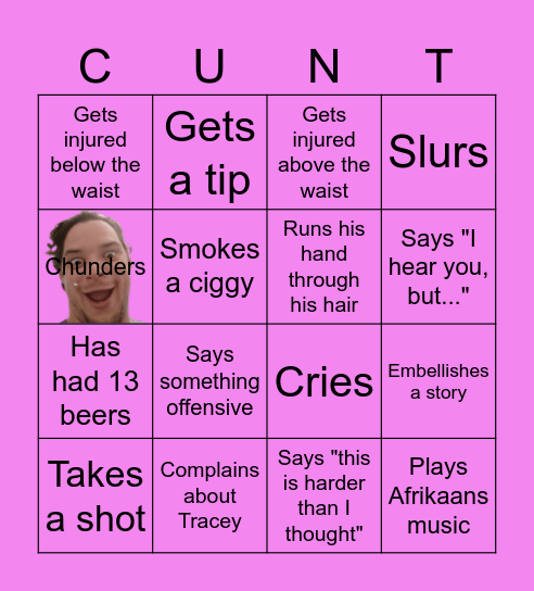 Bingo & Booze: Stephen's Raunchy Rendezvous Bingo Card