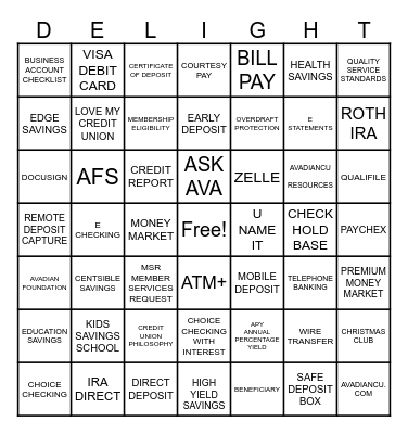 AVADIAN Bingo Card