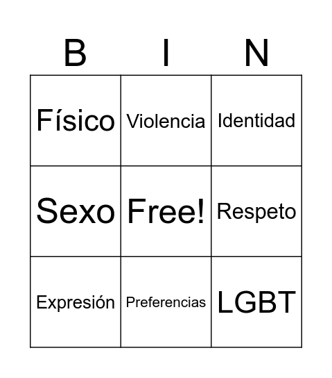 Identidad Bingo Card