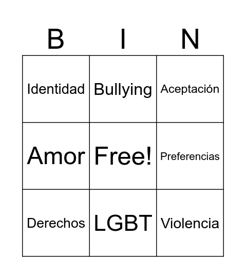 Identidad Bingo Card
