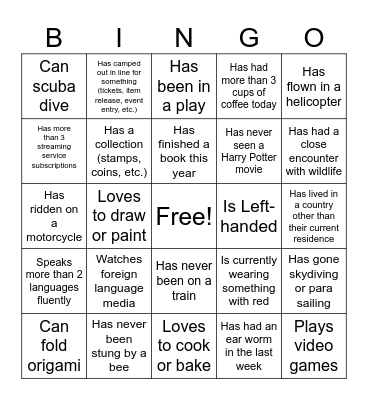 PL Bingo Card