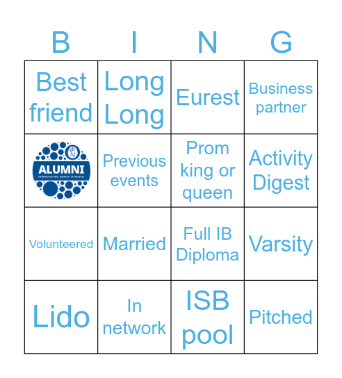 ISB Seoul Reunion 2024 Bingo Card