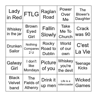 DJ BINGO (IRISH SONGS) Bingo Card
