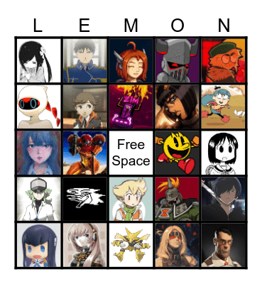 Lemon's 5x5 Favourite Character Bingo Card