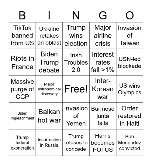 2024 Bingo Card