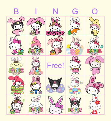 Easter Hello Kitty Bingo Card