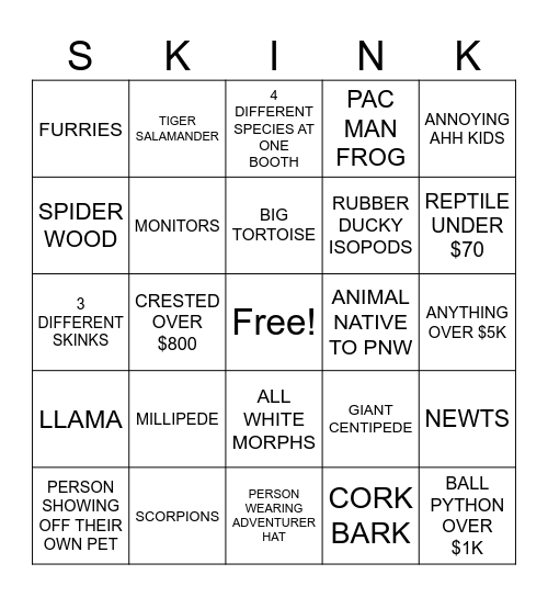 Reptopia RAHHHH Bingo Card