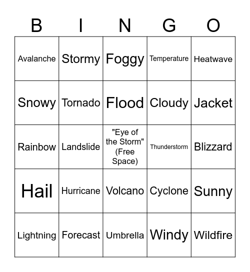 Weather 2 Bingo Card