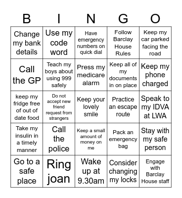 SAFETY Bingo Card