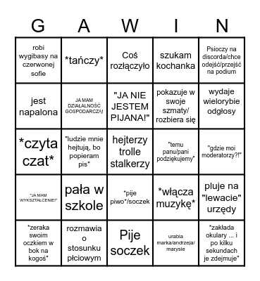ELA GAWIN - BINGO LIVE Bingo Card