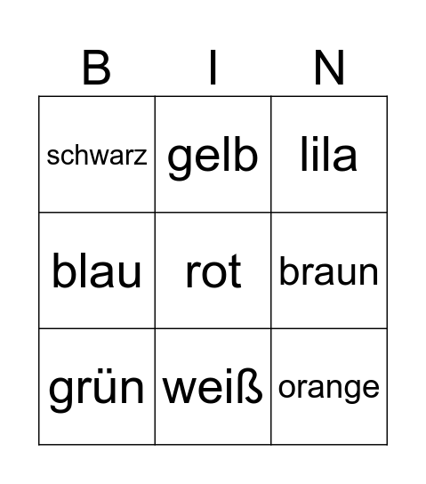 Farben Bingo Card