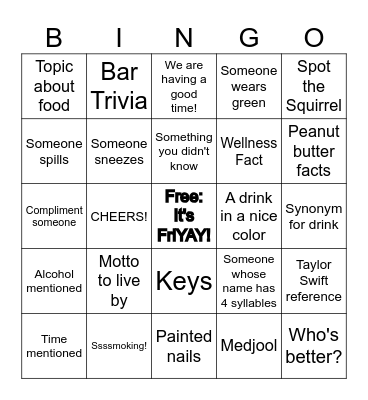 Marvelous Mocktail BINGO Card