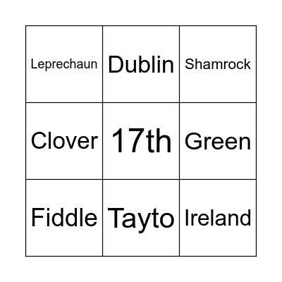 St Patricks Sales Day Bingo Card