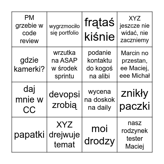 eMakler Daily Scrum bingo Card