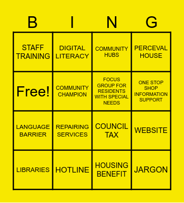 Ealing Bingo Card